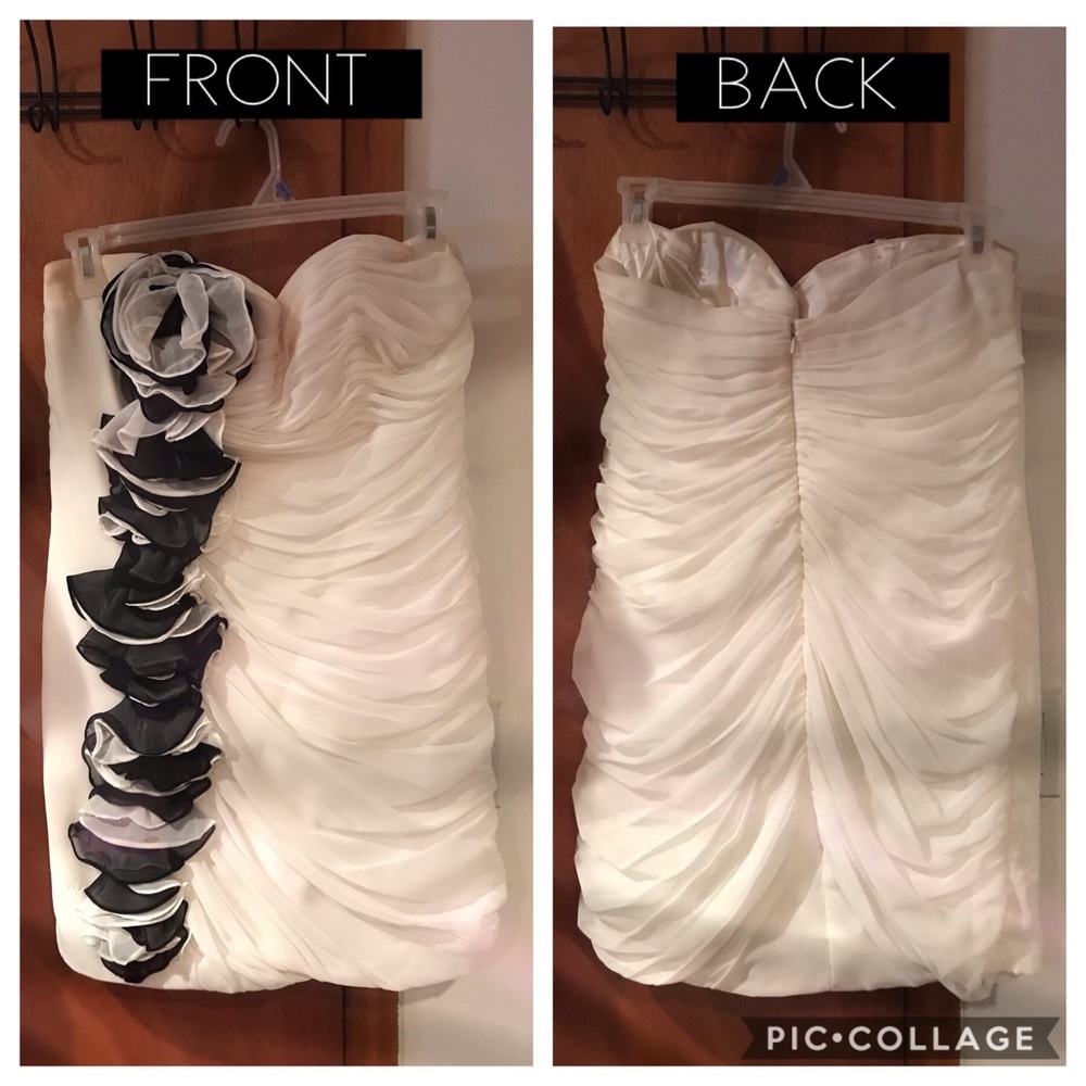 White dress w/ black & white flowers (worn once)